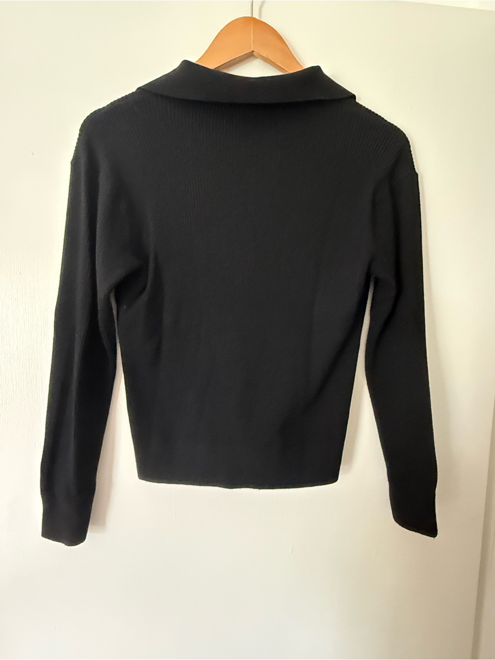 Black Collared Rib-Knit Top - Picture 2 of 3